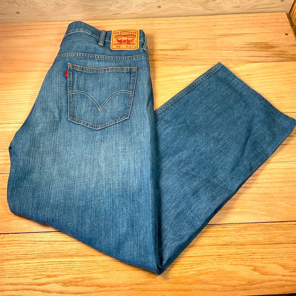 Levi’s 38x30 Loose Straight Denim Blue Jeans - Hem Adjusted